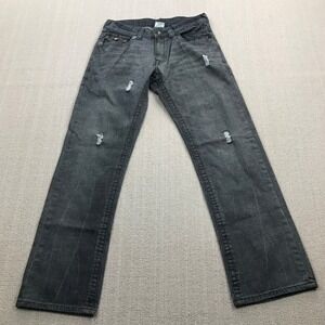 True Religion Ricky Jeans Mens 32x32 Grey Distressed Stitched Flap Pockets USA